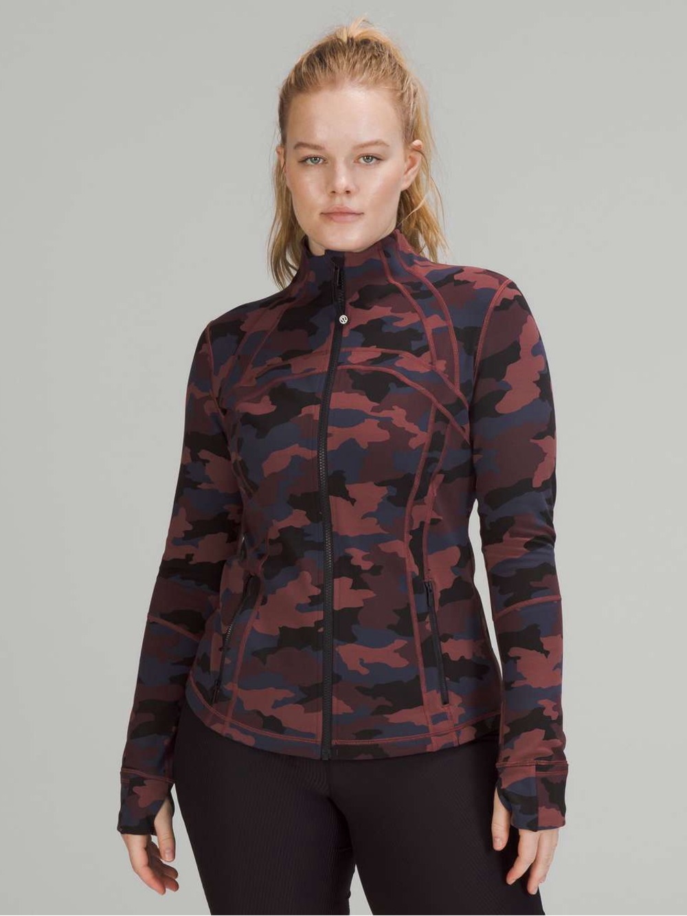 Lululemon Define Jacket Heritage Camo Smoky Red Night Sea, size 6